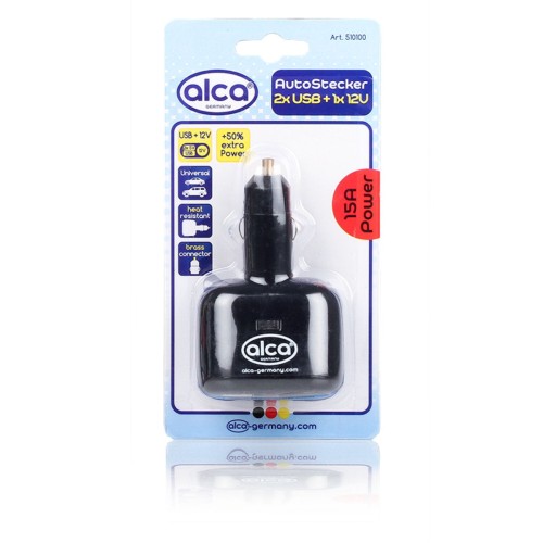 Wtyczka samochodowa 2USB + 1 12V Alca