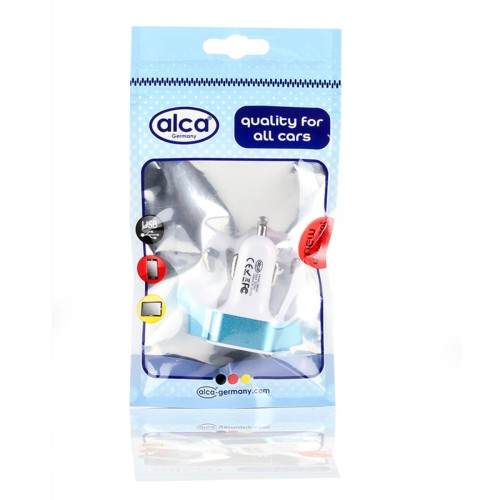 Wtyczka samochodowa USB White/Blue Alca