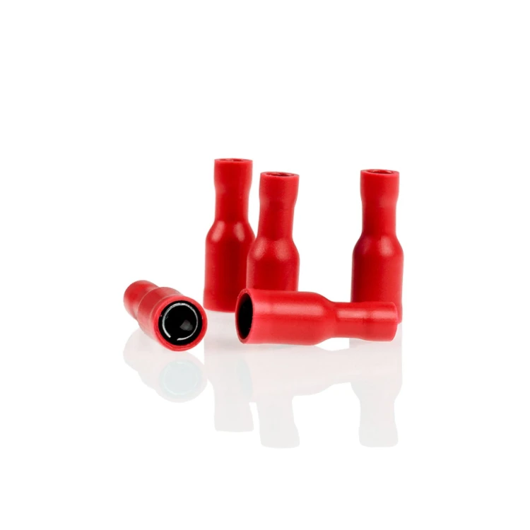 Gniazda okrągłe w pełni izolowane czerwone 4.0mm – 10 szt. Alca
