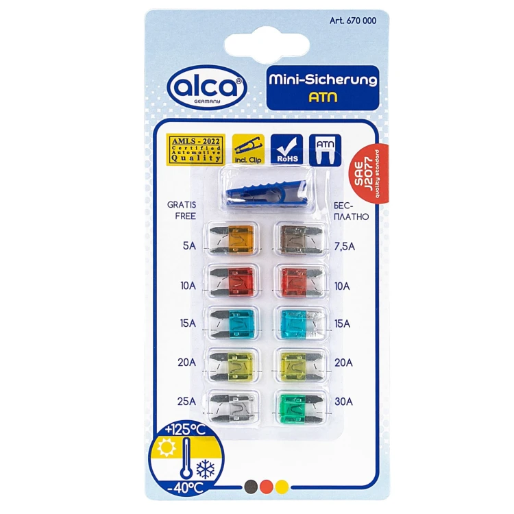 Bezpiecznik samochodowy Mini bezpieczniki ATN M 5 A – 30 A – 10 szt. Alca