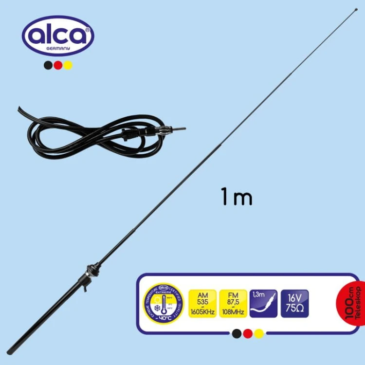 Antena samochodowa Uniwersalna antena teleskopowa 12V czarna Alca