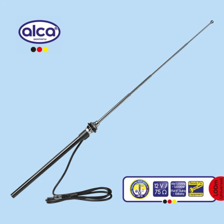 Antena samochodowa Uniwersalna antena teleskopowa 12V chrom Alca