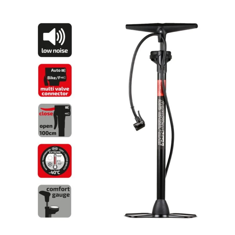 Pompka do opon Pompka ręczna z manometrem AeroStar PRO Black Edition Heyner