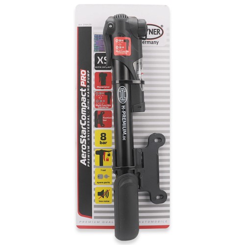 Pompka do opon Mini pompka ręczna do rowerów z manometrem AeroStarCompact PRO Heyner