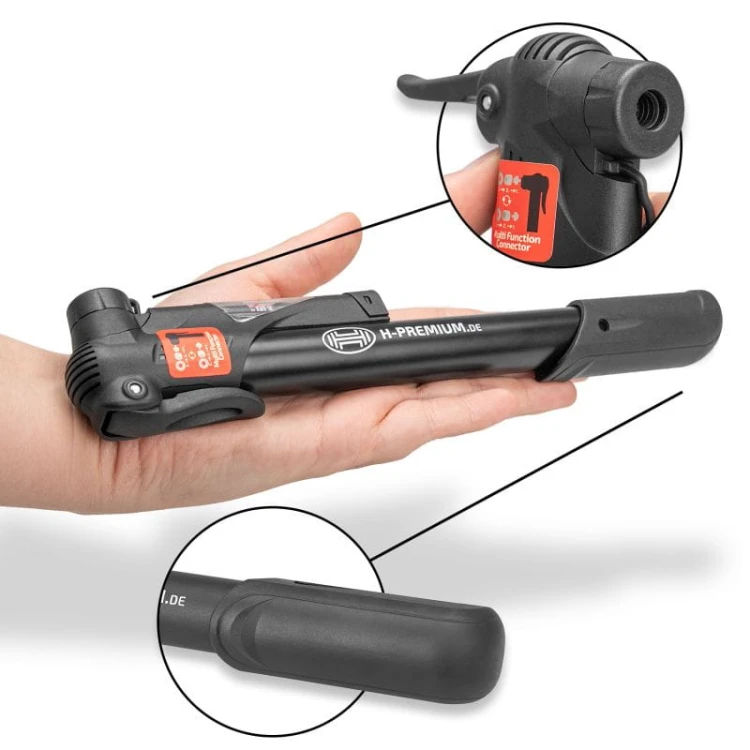 Pompka do opon Mini pompka ręczna do rowerów z manometrem AeroStarCompact PRO Heyner