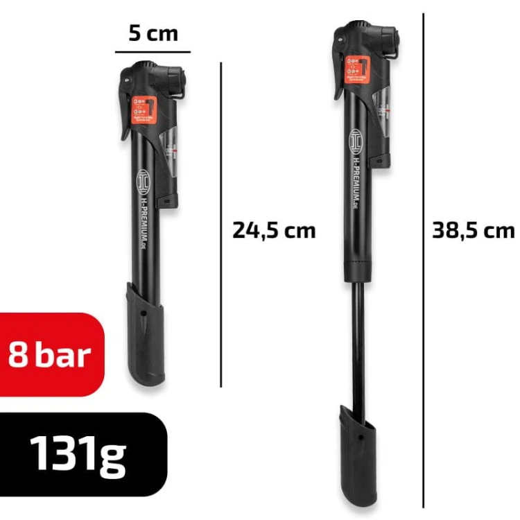 Pompka do opon Mini pompka ręczna do rowerów z manometrem AeroStarCompact PRO Heyner