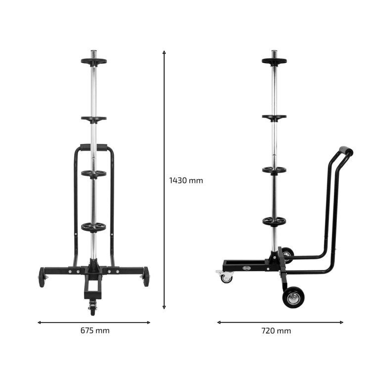 Stojak z uchwytem ​​do opon o szerokości 285 mm WheelTrolley XL Heyner