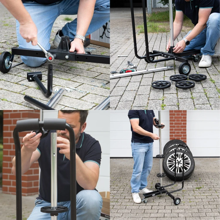 Stojak z uchwytem ​​do opon o szerokości 285 mm WheelTrolley XL Heyner