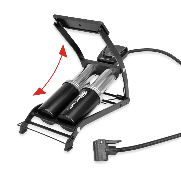 2-cylindrowa pompka nożna z cyfrowym manometrem Pedal Max Digital PRO Heyner