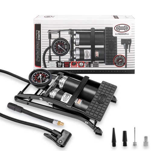 Pompka do opon Pompka nożna 2 – cylindrowa PedalMax BlackEdition Heyner