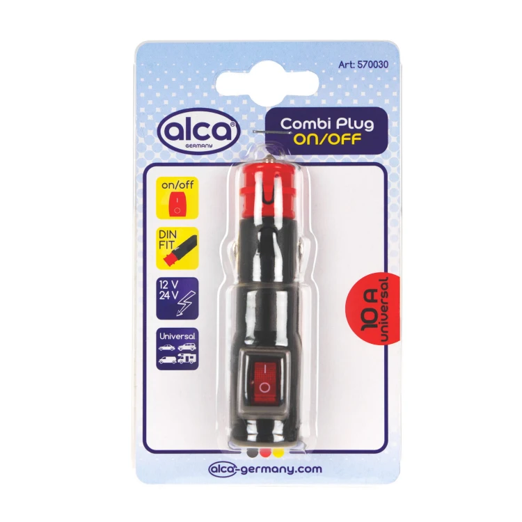 Uniwersalna wtyczka z przełącznikiem 12V/24V 10A Alca