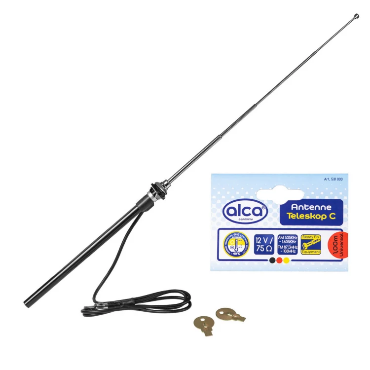 Antena samochodowa Uniwersalna antena teleskopowa 12V chrom Alca