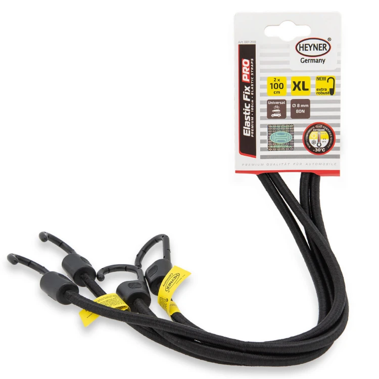 Pasy z haczykami zabezpieczające 100cm czarny ElasticFix PRO Heyner