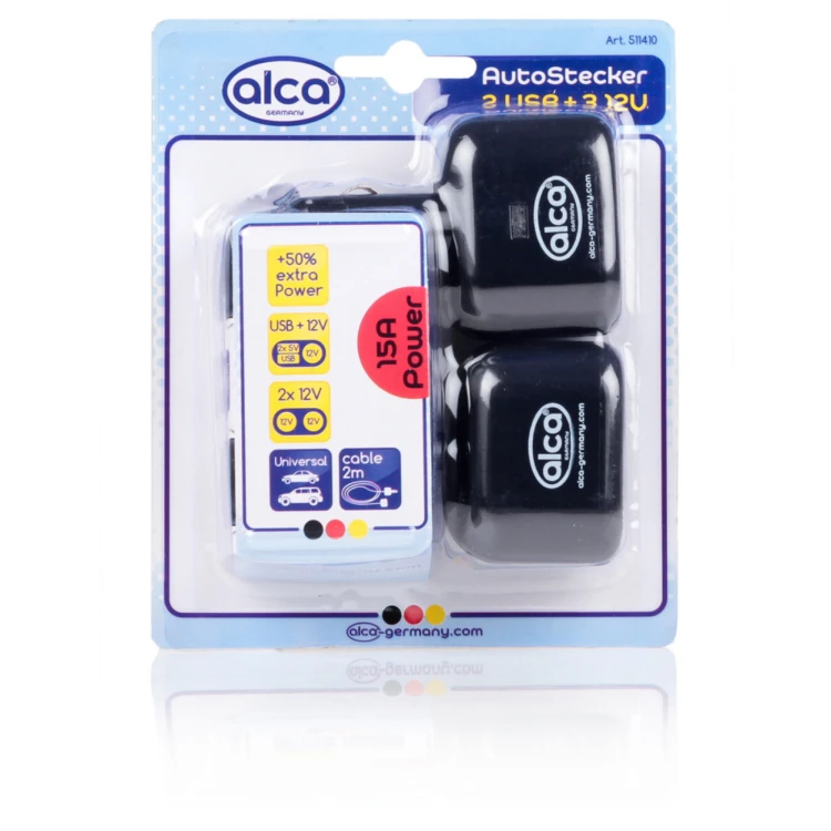 Wtyczka samochodowa Multistecker 3 12V + 2USB Alca