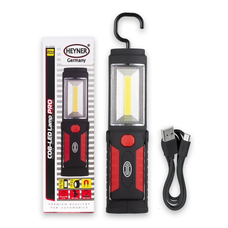 Latarka Lampka robocza COB LED z akumulatorem Heyner