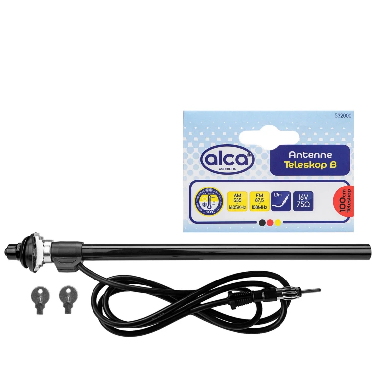 Antena samochodowa Uniwersalna antena teleskopowa 12V czarna Alca